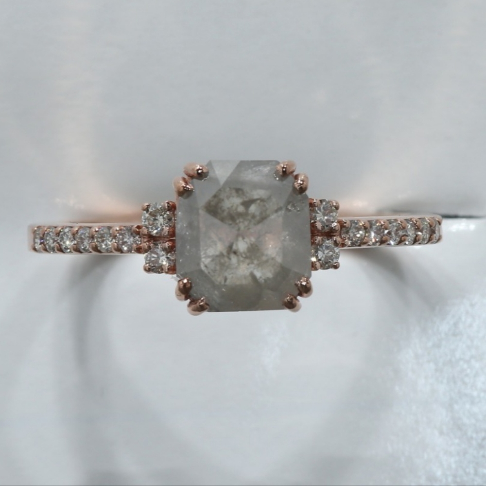 Radiant Diamond Engagement Ring Fancy Gray 1.22 TCW 14K Rose Gold